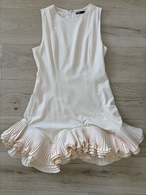 INA Cream ruffled pleated mini dress bridal